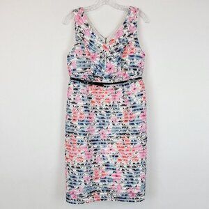 Motherhood Maternity Sheath Dress Womens Size Small Jacquard Lace Floral Belted